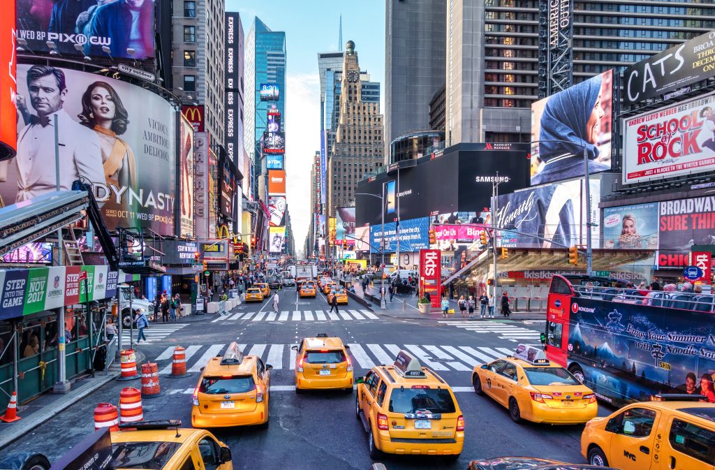 traffic jam in Times square with 7th avenue in the morning, new york city, manhattan