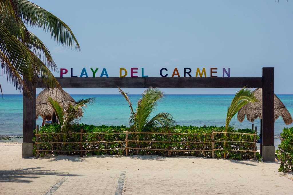 Playa del Carmen, Mexico: tourist sign placard on viewpoint.